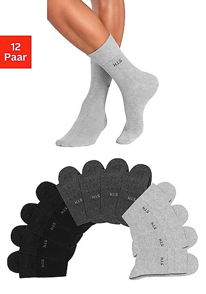 H.I.S Socken Packung, 12 Stk. tlg. ohne einschneidendes Gummi günstig online kaufen