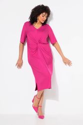 Ulla Popken Jerseykleid Jerseykleid drapiert V-Ausschnitt günstig online kaufen