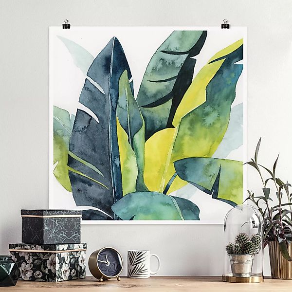Poster Blumen - Quadrat Tropisches Blattwerk - Banane günstig online kaufen