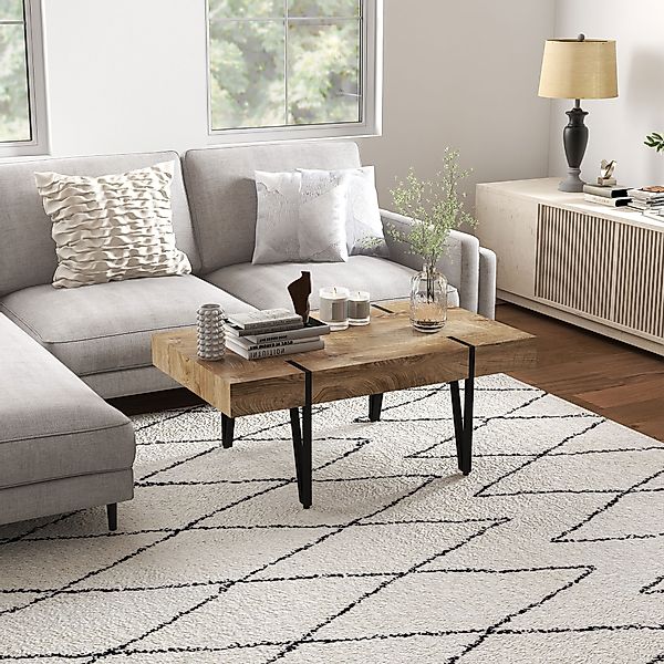 HOMCOM Couchtisch Beistelltisch Sofatisch 105 x 60 x 42 cm mit verstellbare günstig online kaufen