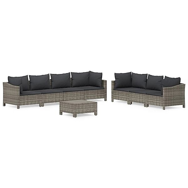 vidaXL 8-Tlg Garten-Lounge-Set mit Kissen Grau Poly Rattan 3187267 günstig online kaufen