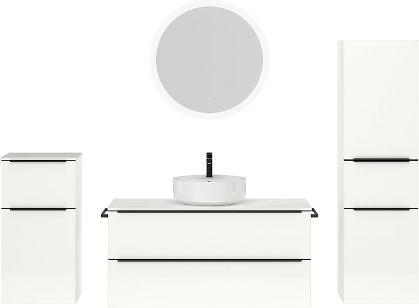nobilia® Badmöbel-Set »Alvene«, (4 St., vormontiert, mit Soft-Close), Hochg günstig online kaufen