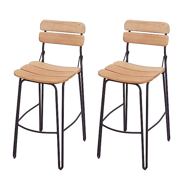 PROREGAL 2er-Set Barhocker Sitzhöhe 72cm Industrial Metall Holz Naturbraun günstig online kaufen