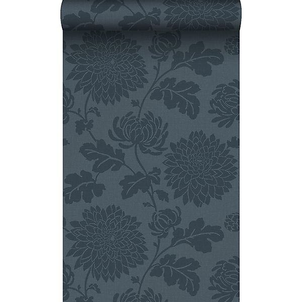 Origin Wallcoverings Tapete Blumen Dunkelblau 50 x 900 cm günstig online kaufen