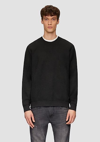 s.Oliver Sweatshirt Sweatshirt aus Jacquard in Strick-Optik Logo günstig online kaufen