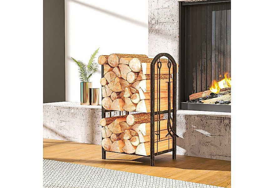 Outsunny Kaminholzregal Brennholz-Ständer, BxTxH:43x30x74 cm, (2 Regale, 1- günstig online kaufen