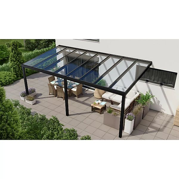 Terrassenüberdachung Professional 600 cm x 300 cm Schwarz Struktur Glas günstig online kaufen