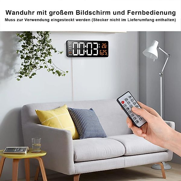 MODFU Wanduhr 13 Zoll LED Digitale günstig online kaufen