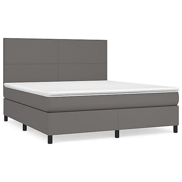 vidaXL Boxspringbett, Boxbett mit Matratze Grau 180x200 cm Kunstleder günstig online kaufen