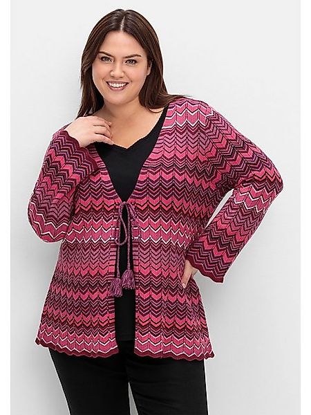 Sheego Strickjacke Große Größen mit Trompetenärmeln, im Zickzackmuster günstig online kaufen