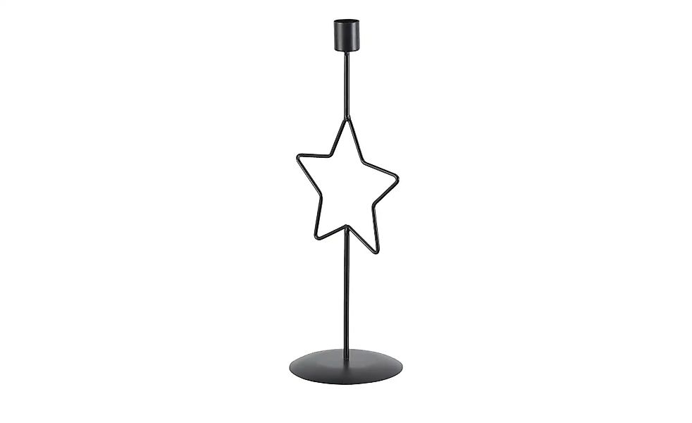 HOME STORY Kerzenhalter Stern   ¦ schwarz ¦ Eisen ¦ Maße (cm): B: 11,8 H: 3 günstig online kaufen