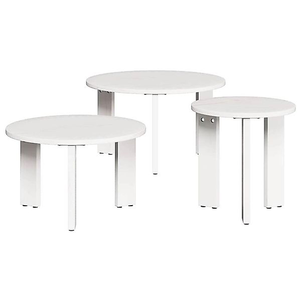 vidaXL Couchtisch 3 Stk Weiß 47,5 x 47,5 x 27 cm Massivholz Kiefer 873563 günstig online kaufen