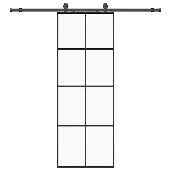 vidaXL Schiebetür mit Beschlag Schwarz 76x205 cm ESG-Glas 3375862 günstig online kaufen