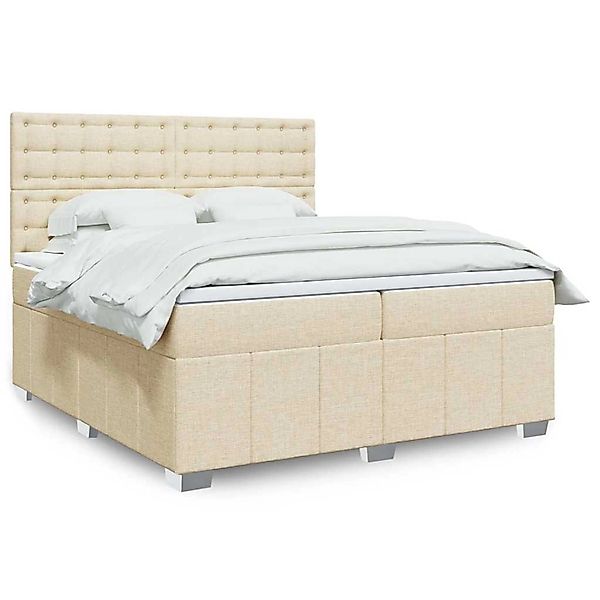 vidaXL Boxspringbett mit Matratze Creme 200x200 cm Stoff 3294094 günstig online kaufen