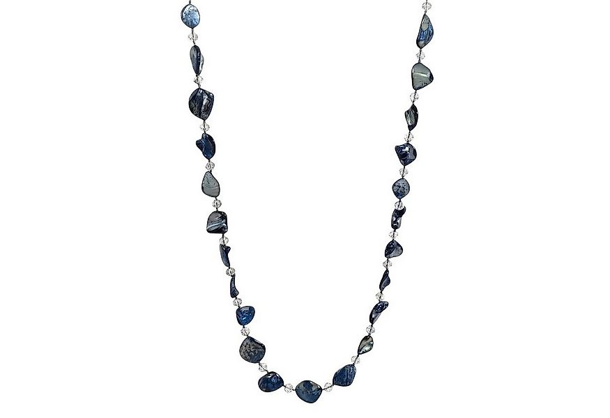 KARMA Lange Kette Longkette, 118 cm Damenkette blau grau (Damenschmuck, Pul günstig online kaufen