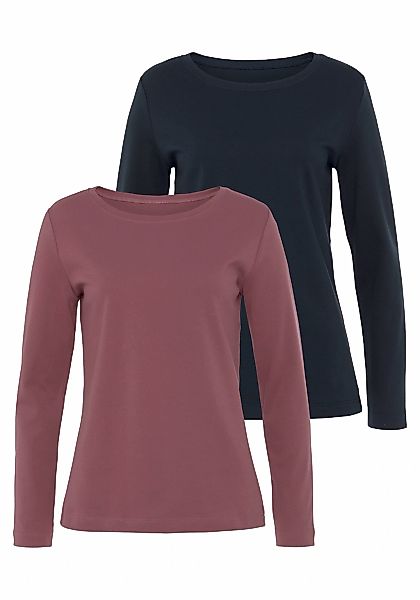 Vivance Langarmshirt "aus reiner Baumwolle", (2er-Pack), aus leicht wärmend günstig online kaufen