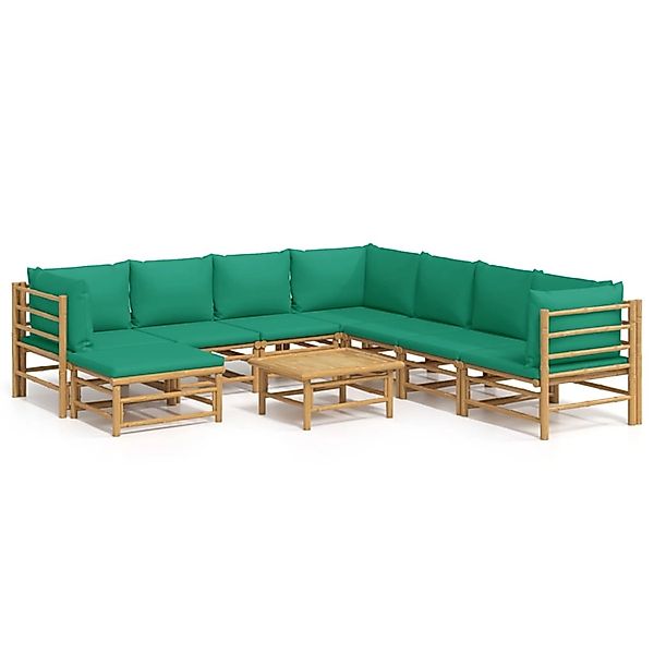 vidaXL Gartenlounge-Set 9-tlg. Garten-Lounge-Set mit Grünen günstig online kaufen