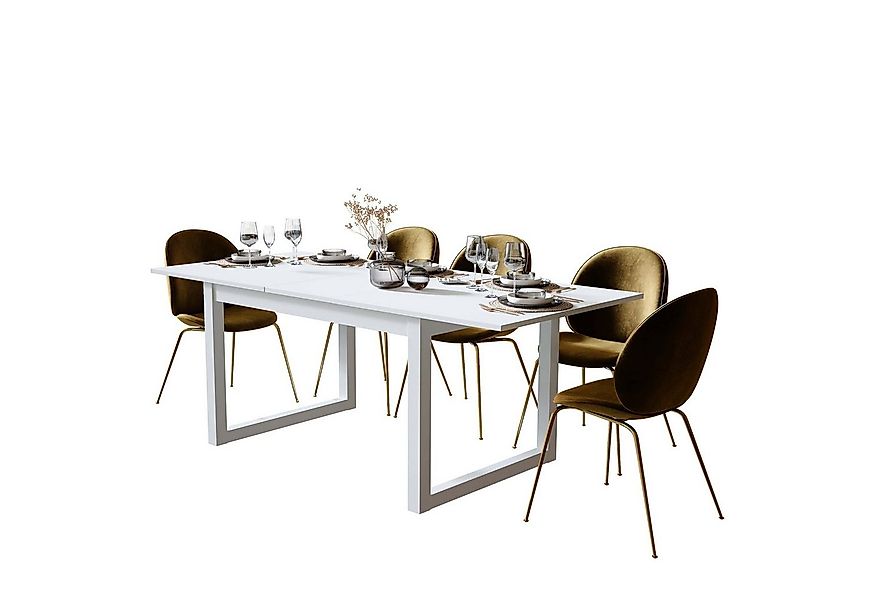 Newroom Esstisch Vincent, ausziehbar 160-200 cm inkl. Tischplatte in Weiß M günstig online kaufen