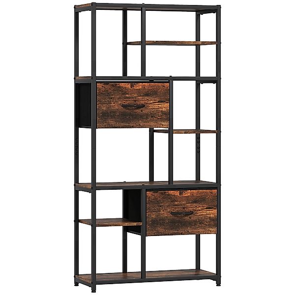 HOMCOM Bücherregal, Standregal mit 2 Stoffschubladen, 9 offenen Fächern, In günstig online kaufen