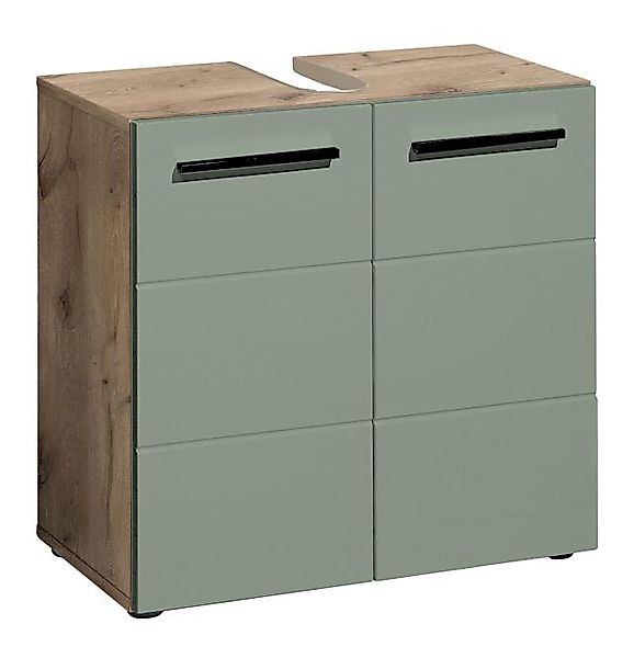 Waschbeckenunterschrank 60 cm 2-trg. VISTA Schilfgrün / Viking Oak günstig online kaufen