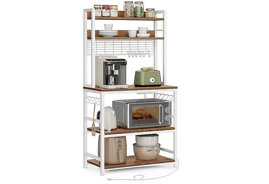 VASAGLE Standregal, Küchenregal mit Steckdosen, 14 Haken, 40 x 80 x 170 cm günstig online kaufen