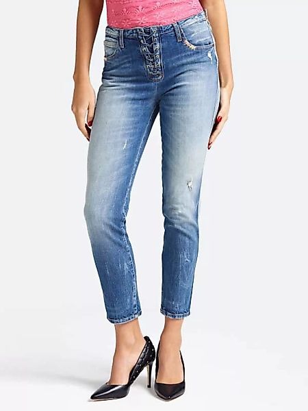 Jeans Abriebstellen Detail Im Korsettstil günstig online kaufen