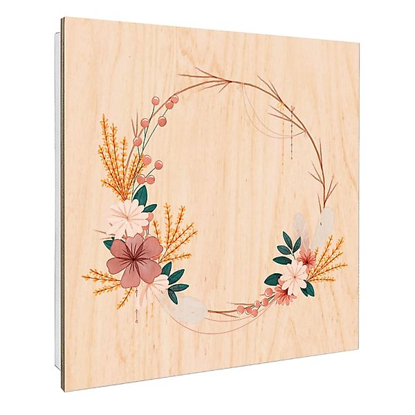 Banjado Schlüsselkasten mit Holzfront 30x30cm Weiß Scharnier Links 50 Haken günstig online kaufen