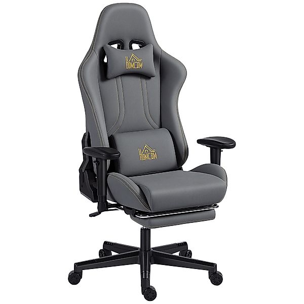 HOMCOM Gaming Stuhl Ergonomischer Wildlederimitat Gamer Stuhl mit Lendenkis günstig online kaufen