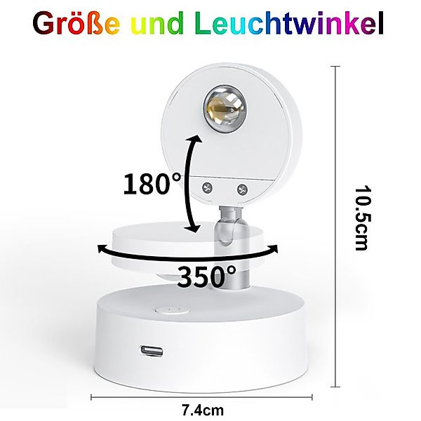 Rosnek LED Wandstrahler Drahtlos, wiederaufladbar, RGB, günstig online kaufen