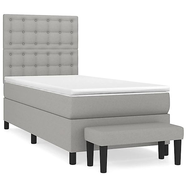 vidaXL Boxspringbett mit Matratze Hellgrau 90x190 cm Stoff 3136877 günstig online kaufen
