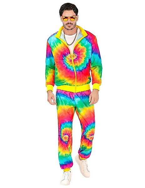 Widmann S.r.l. Kostüm Fluofarbener Tie and Dye Trainingsanzug für Erwachsen günstig online kaufen