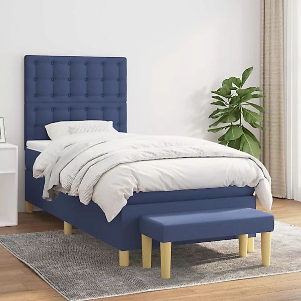 Vidaxl Boxspringbett Mit Matratze Blau 80x200 Cm Stoff günstig online kaufen