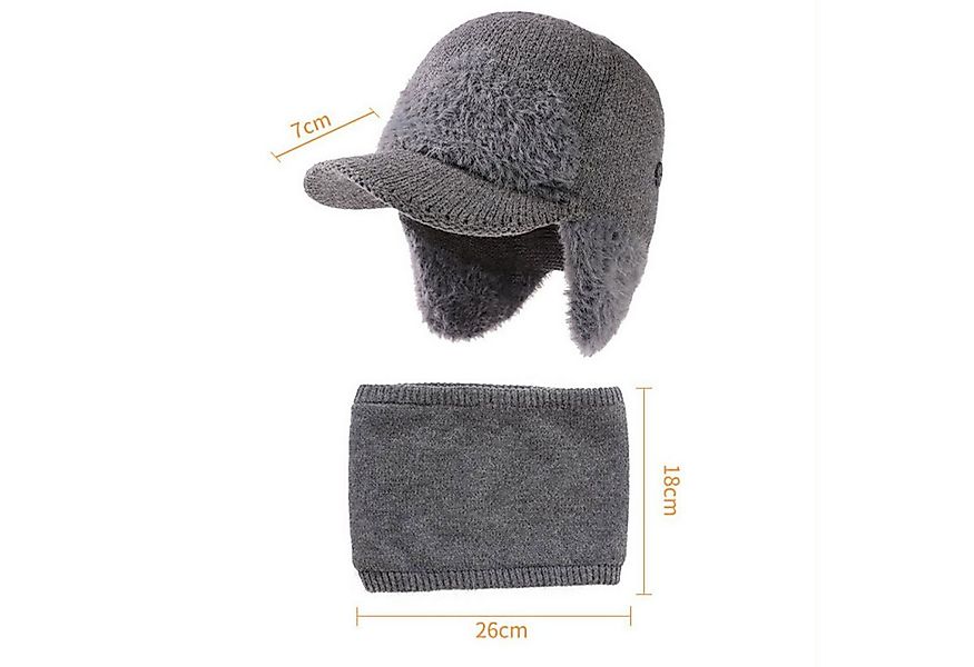 Refttenw Mütze & Schal Herren Warme Winter Mütze mit Visier, Halswärmer, Oh günstig online kaufen