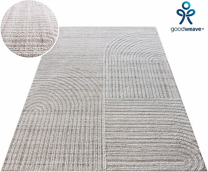 my home Wollteppich "Brevik, handgefertigt, Wolle, Hoch-Tief-Struktur" rech günstig online kaufen