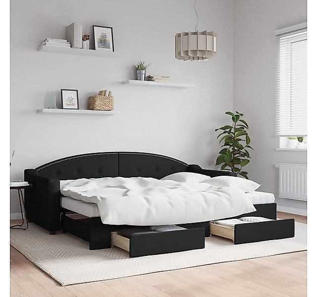 vidaXL Bett, Tagesbett Ausziehbar mit Schubladen Schwarz 80x200 cm Stoff günstig online kaufen