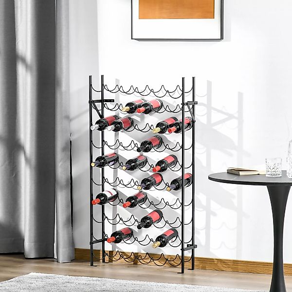 HOMCOM Weinregal für 60 Flaschen, wandmontierbares Flaschenregal aus Metall günstig online kaufen