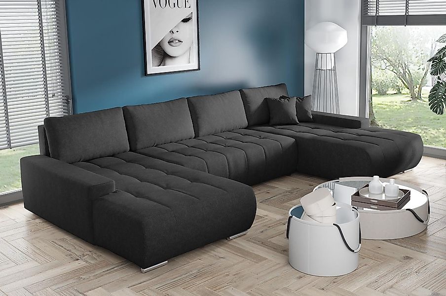 Compleo Ecksofa mit Schlaffunktion aus Velourstoff günstig online kaufen