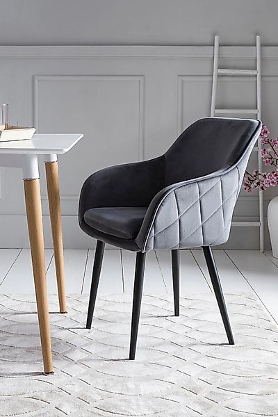 SalesFever Armlehnstuhl "Komfortabler Esszimmerstuhl mit Stil", Samtvelours günstig online kaufen