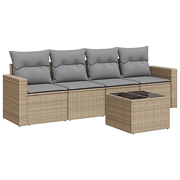 vidaXL Sofaelement 5-tlg. Garten-Sofagarnitur mit Kissen günstig online kaufen
