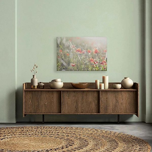 Bricoflor Leinwandbild Mit Mohnblumen In Sonne Wandbild Mit Blumenwiese Auf günstig online kaufen