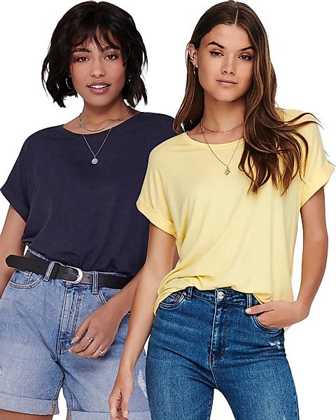 ONLY T-Shirt Stilvolles Basic Shirt mit Rundhalsausschnitt (2er-Pack) unifa günstig online kaufen