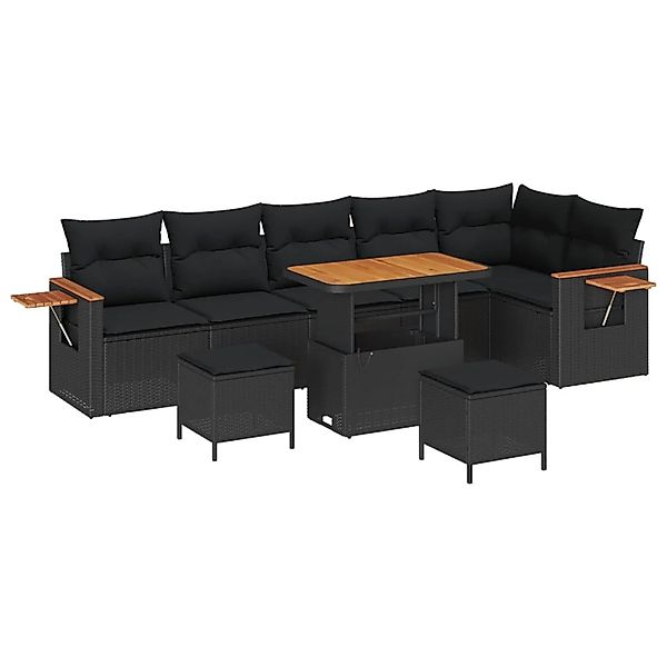 vidaXL Gartensofa-Set mit Kissen 11 Stk Schwarz Poly-Rattan 3365144 günstig online kaufen
