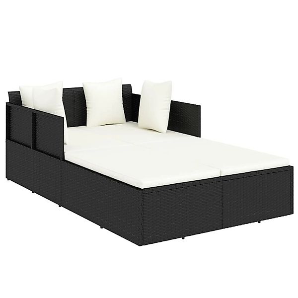 vidaXL Gartenliege Sonnenliege mit Kissen Schwarz günstig online kaufen