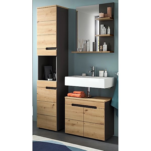 Inn.Furn Badmöbel Set in Eiche und Grau 3-teilig 116 cm Cooper günstig online kaufen