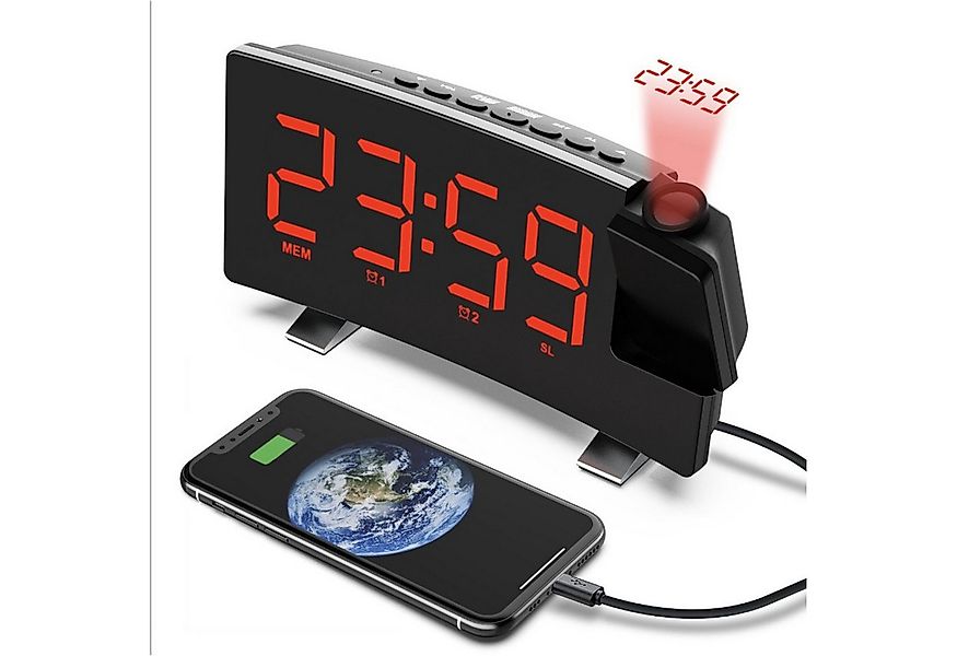 REDOM Projektionswecker Digitaler Projektionsradiowecker Funk-Projektionswe günstig online kaufen