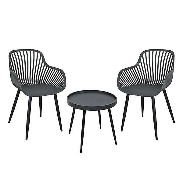 Svita Philly Sitzgruppe Balkonmöbel Set 3 teilig Grau/Schwarz günstig online kaufen
