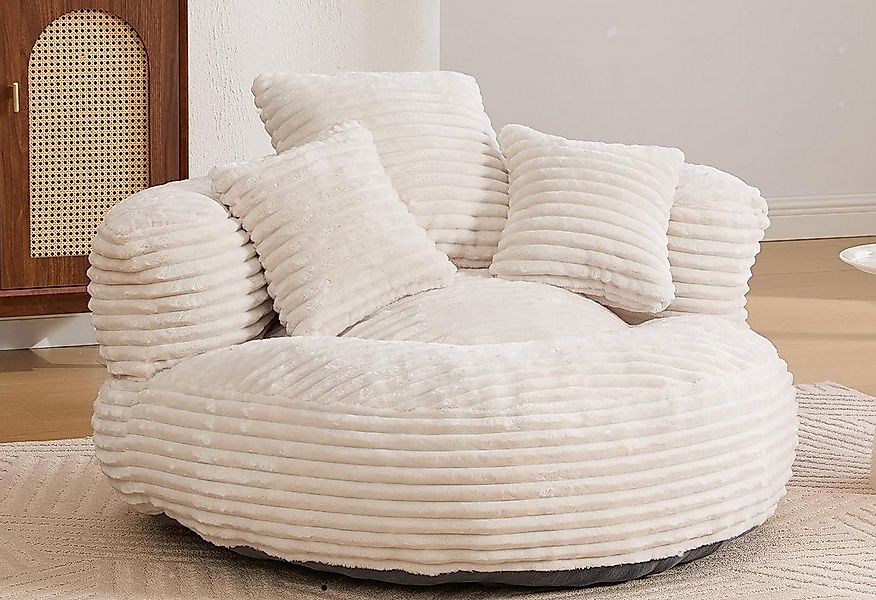 LVHOM Sitzsack 108x108x52cm Chenille Premium Sofa mit 3 extra Kopfkissen (K günstig online kaufen