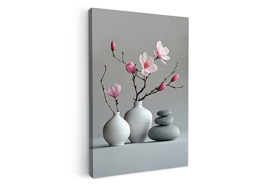 OneMillionCanvasses® Leinwandbild Magnolie - Blumen - Rosa - Zen-Steine, Fo günstig online kaufen