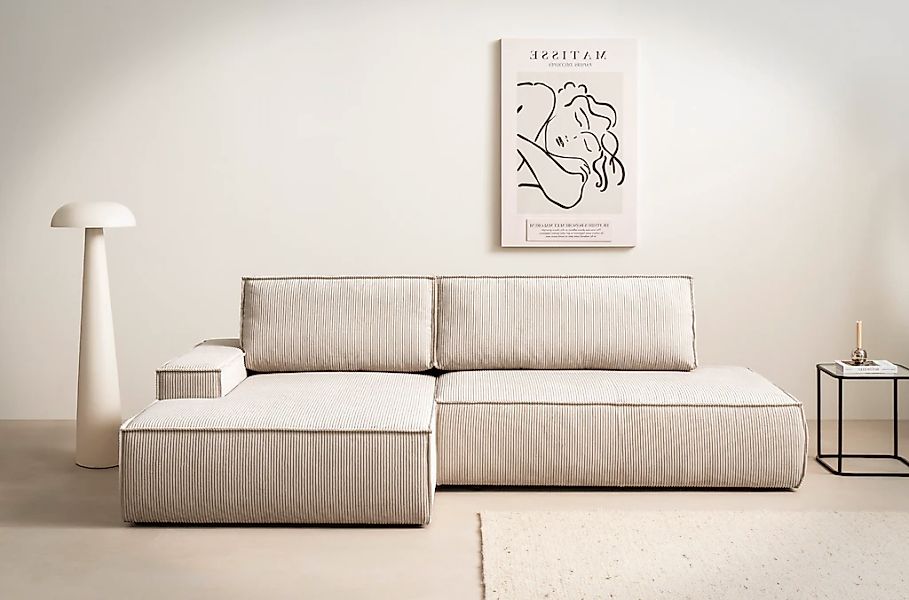 Home affaire Ecksofa "SHERWOOD, Schlafsofa in L-Form offen (275cm), Cord, L günstig online kaufen