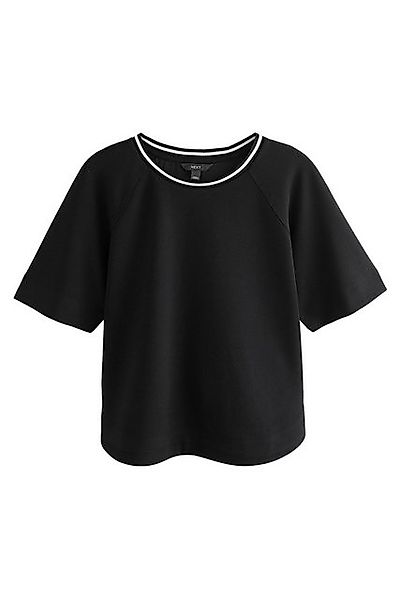 Next T-Shirt Kastiges Krepp-T-Shirt mit Kontrastbesatz günstig online kaufen
